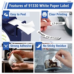 5PK LT91330 Paper Refills Black on White Tape For DYMO LetraTag 100H 12mm Label