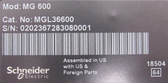 NEW SQUARE D MGL36600 POWERPACT CIRCUIT BREAKER 600A 3P 600V