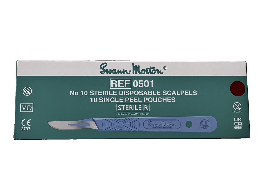 Swann-Morton® #10 Non Sterile Disposable Scalpels #0501 – exp 10/2029