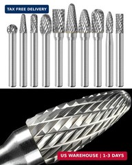 Sworker 10Pcs Carbide Burr Set 1/4 Shank w/Clear Box Max Head Dia 10mm Die Grind