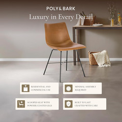 POLY & BARK Paxton Leather Dining Chairs – Set of 2 Modern Dining Room Chairs wi