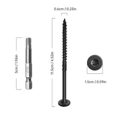 Heat-Treated Steel Black Rust Resistant Heavy Duty Structural Wood Screws (50-Pa