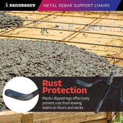 Sandbaggy 2″ Metal Rebar Support Chairs – Plastic Dipped Legs – Rebar #3 to #5