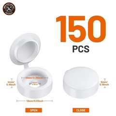 150 PCS White Hinged Screw Cover Caps – Smart Protection for All Screw Styles
