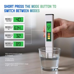 TDS Water Tester, 4 in 1 Meter Digital 6 inches, White & Green