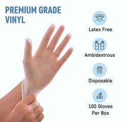Medium Clear Vinyl Medical Exam Gloves – Pack of 100