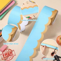 Fuutreo Light Blue Bulletin Board Borders 32.8ft