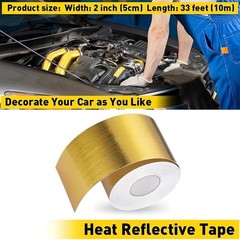 2″ 33FT Gold Intake Heat Reflective Tape Wrap Self Adhesive High Temperature