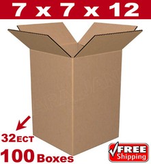 100- 7x7x12 Cardboard Boxes Mailing Packing Shipping Box 32ECT Corrugated Carton