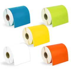 ZEBRA 4×6 COLOR Labels 1″ Core 5 Rolls:1 ea BLUE GREEN YELLOW WHITE ORANGE