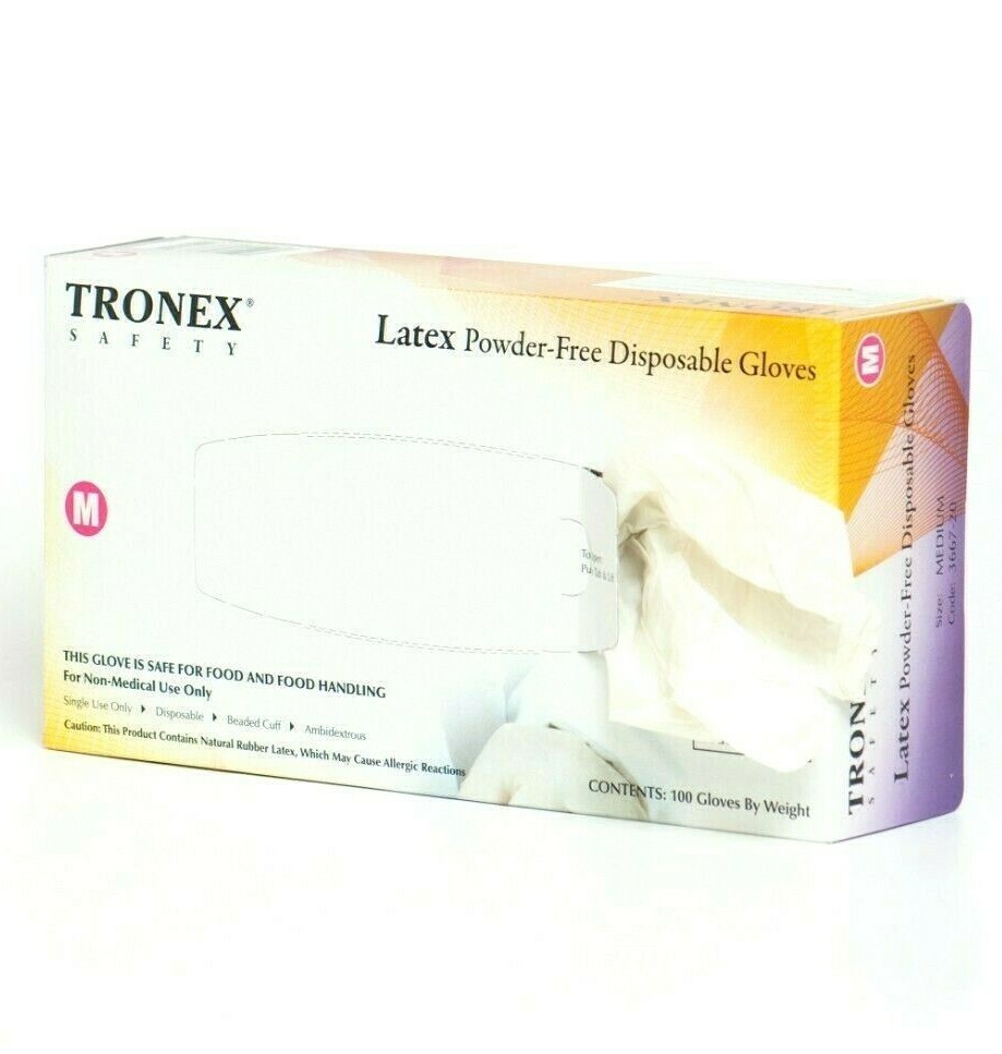 1,000 pcs Latex Disposable Gloves, Powder Free (10 Boxes of 100, Extra Large)