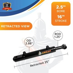 2.5×16 Hydraulic Cylinder 2.5″ Bore, 16″ Stroke – Double Acting Tang Universal