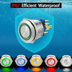 Waterproof Push Button Switch 22mm Momentary 12V Power 1NO 1NC SPDT Stainless…