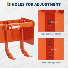 Powder Coated Steel 55″ Box Blade Scraper W/ 6 Scarifier Shank For Cat 0 Cat 1