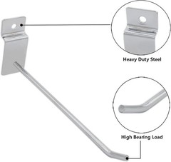 100 PCS 10 Inch Silver Slatwall Hooks Slat Wall Gridwall Panel Slat Wall Hooks