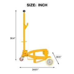 55 Gallon Drum Dolly, 1200lbs capacity, with 2 fixed PU Wheels and 1 swivel whee