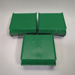 Lot of 6 Uline S-12417-G Plastic Stackable Storage Bins 11 x 11″ x 5″ Green