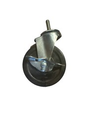 Rubber Wheel Stem Type Swivel Casters W/ Brakes Possibly Never Used