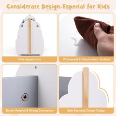 Costzon Kids Bookshelf Universal Wheels 2-Tier Toddler Bookshelf Wooden Book