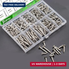 200PCS 304 Stainless Steel High Hardness Wood Screws Assortment Kit, 3 Sizes #8×