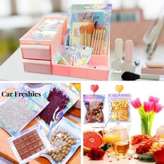 100 Pcs Holographic Resealable Packaging Bags for Small Business..(4X6 Inch)