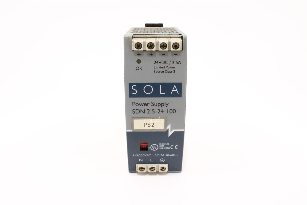 SolaHD SDN 2.5-24-100P SDN-P DIN Rail Power Supply | 24V DC | 2.5A | 60W