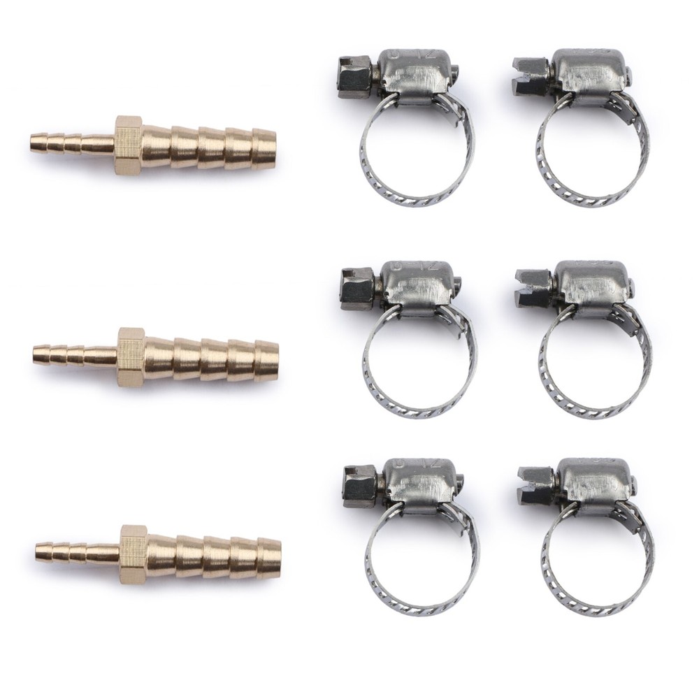 U.S. Solid 3pcs Brass Hose Barb Reducer Fitting Kits With 6 Clamps 1/4″ To 1/8″