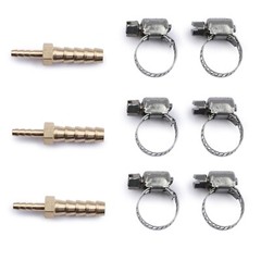 U.S. Solid 3pcs Brass Hose Barb Reducer Fitting Kits With 6 Clamps 1/4″ To 1/8″