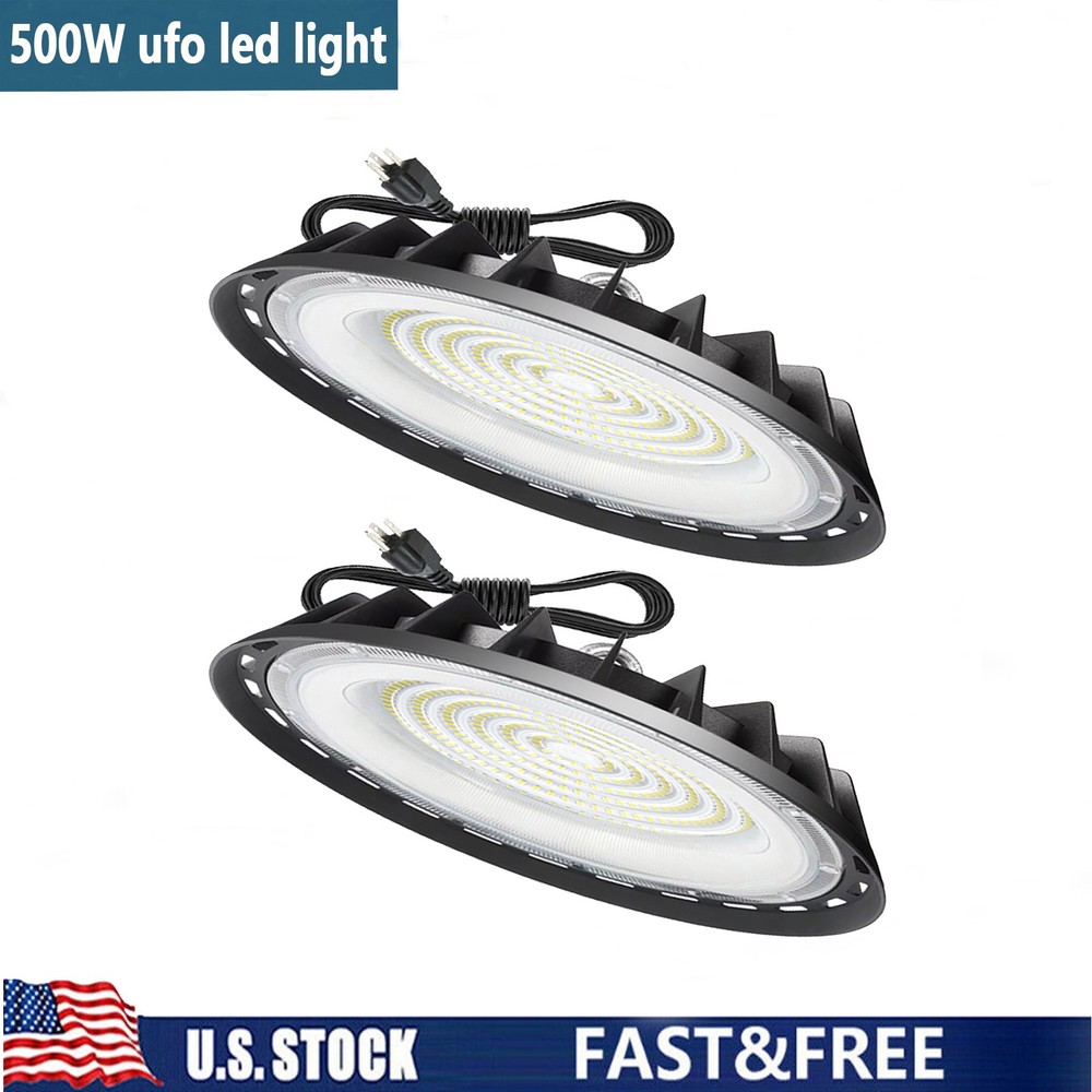 2 Pack 500W UFO Led High Bay Light Commercial Industrial Warehouse Factory Light