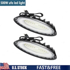 2 Pack 500W UFO Led High Bay Light Commercial Industrial Warehouse Factory Light