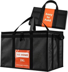 Durable Insulated Bag for Food Delivery, Reusable Cooler with Slip Pocket