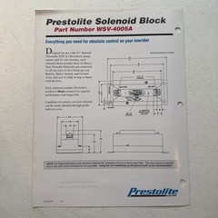 Prestolite Electric Solenoid Block Part No. WSV-4005A Sales Brochure