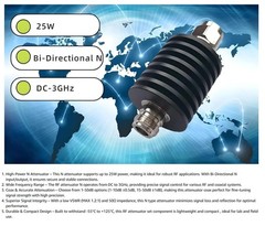 BECEN 6DB 25W N Attenuator, 25 Watt 50 Ohm Attenuator DC to 3Ghz, Fixed Attenuat