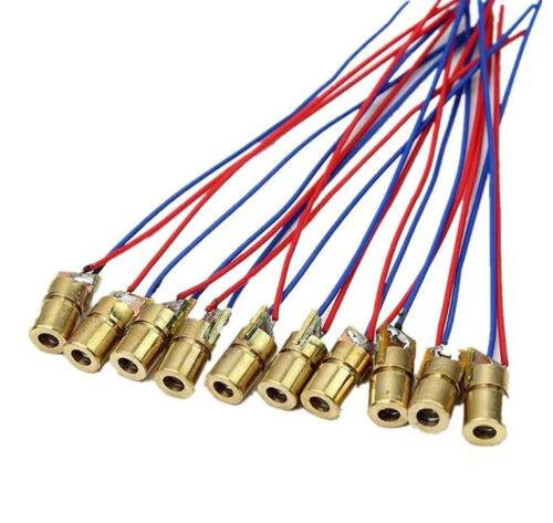 10Pcs 650nm 6mm 3V 5mW Module Mini Laser Dot Diode Head WL Red NEW 3V 5mW