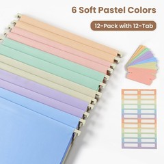 Plastic Hanging File Folders for Letter Size with 1/5 Tabs, 1.35 Inch Expansi…