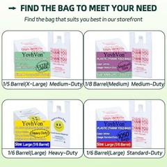 Medium Size 100 Count Plastic Bags with Handles, T-Shirt Bags, Thank You bags, S
