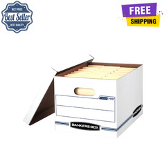 Bankers Box Basic Duty Letter/Legal Storage Box with Lids, White Color, 10 Pack