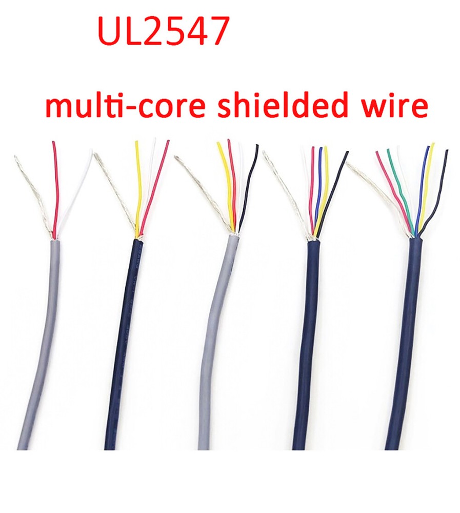 Core 2/3/4 Shielded Wire 22/24/26/28 AWG Winding Audio Cable UL 2547 Black Gray