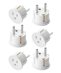 European Travel Plug Adapter Type E F for Europe Wall Outlet set 6 Pack