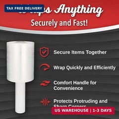 12 Pack Industrial Strength Mini Hand Stretch Wrap 5″ 1000 Ft Roll 80 Gauge Thic
