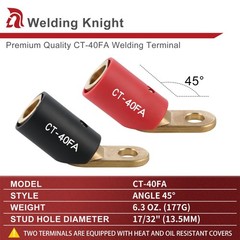 CT40FA Welding Terminals Connector Brass LC40 45 Angle 17/32″ Hole 2 PCS