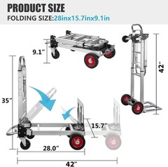 Aluminum Hand Truck 2 in 1 Folding Dolly Cart 450 lbs Capacity Heavy Duty