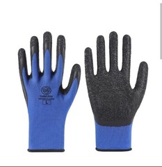 12 Pairs 13G Polyester Crinkle Latex Wet Grip Industrial Safety Work Gloves