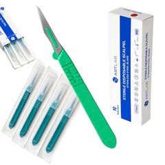 10 Stainless Steel Disposable Sterile Scalpels With Graduated Plastic Handle