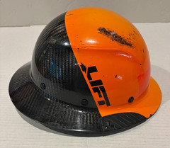 LIFT Safety Dax Fifty 50 Carbon Fiber Full Brim Hard Hat Orange Black Used LOOK
