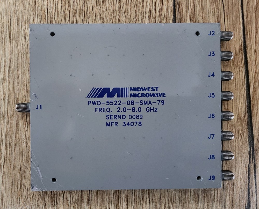 MIDWEST MICROWAVE Model: PWD-5522-08-SMA-79, SMA 8-WAY power divider 2.0- 8GHz