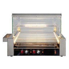 ROVSUN Tabletop 18/30 Hot Dog 7/11 Rollers Grill Cooker Machine Cover Bun Shelf