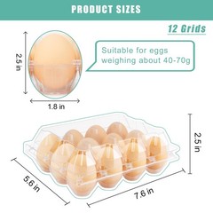 100 Packs Egg Cartons Cheap Bulk Plastic for 12 Eggs Clear Egg Cartons