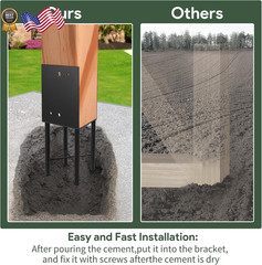 4 Pcs 6″x6″ Heavy Duty U-Shaped Post Base for Concrete Wet Concrete Post Anc