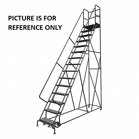 NEW! Tri-Arc 186 in H Steel Rolling Ladder, 15 Steps, 450 lb Load Capacity!!